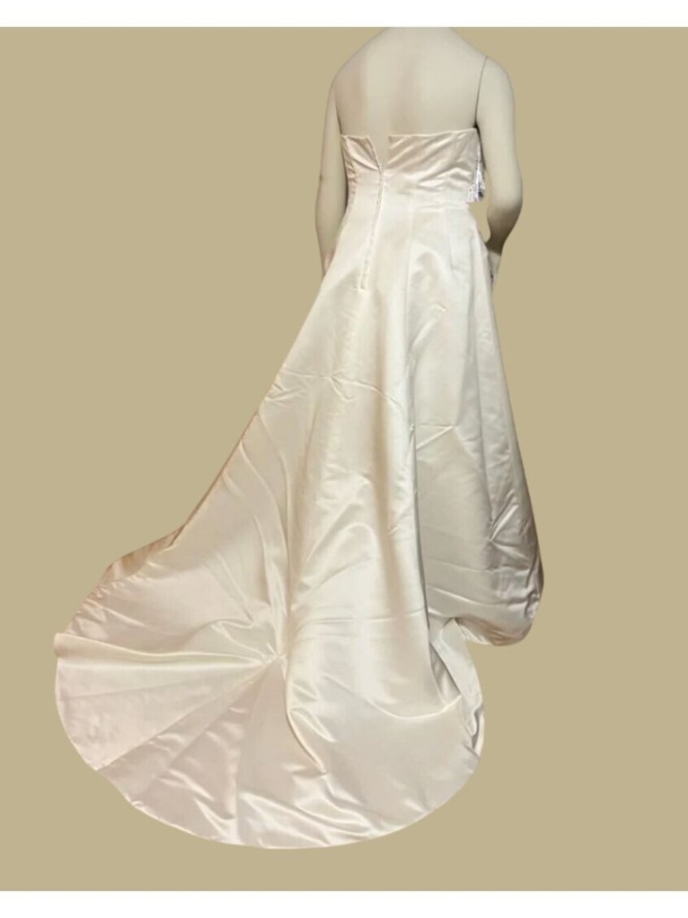 Ivory Satin Strapless‎ Beaded Wedding Gown Dress Size 24W Bride Train 9V8835 - Picture 6 of 10
